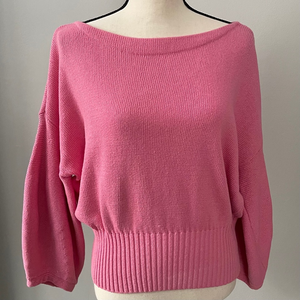 Anthropologie Cropped Balloon Sleeve Sweater